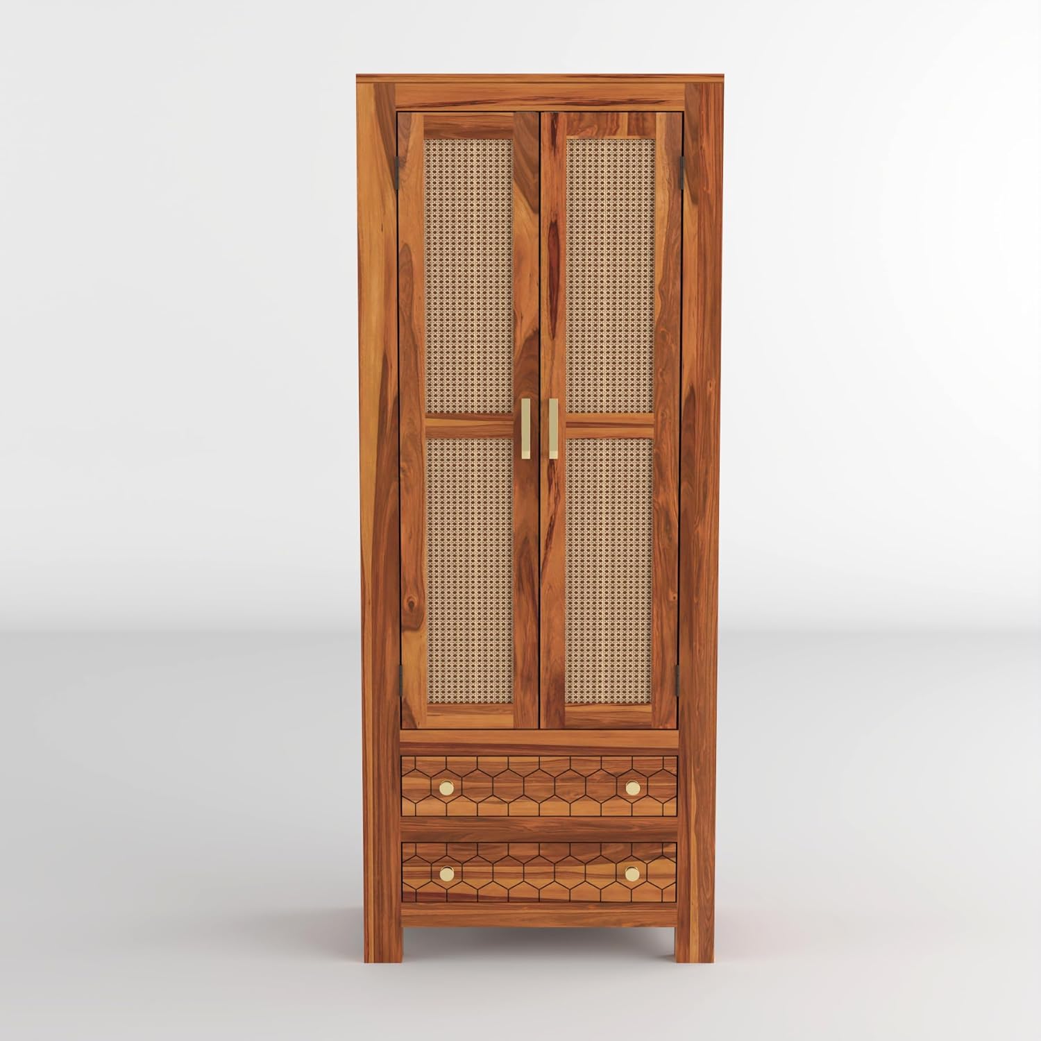 Solid Sheesham Wood Wardrobe Cabinet