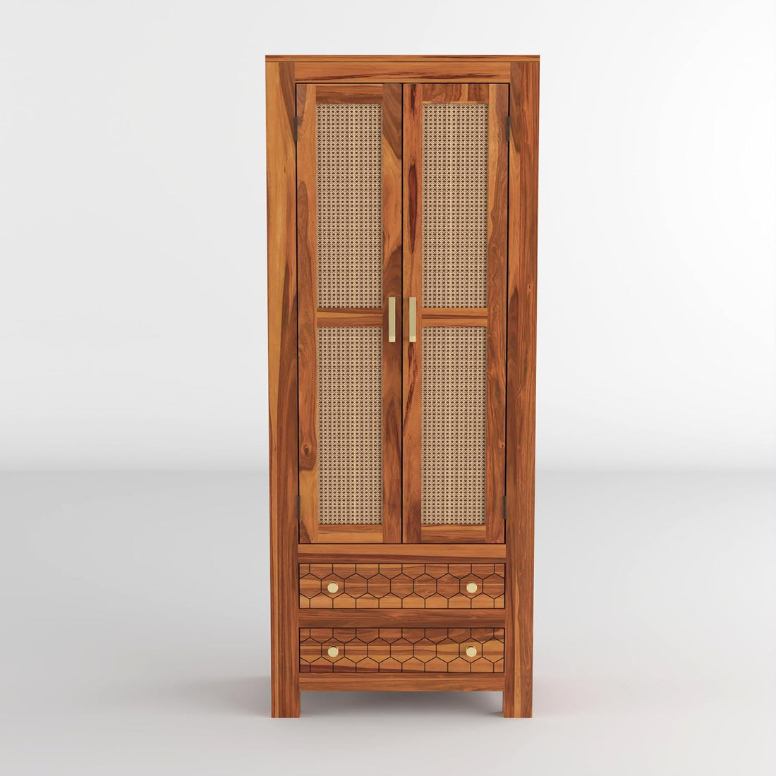 Solid Sheesham Wood Wardrobe Cabinet
