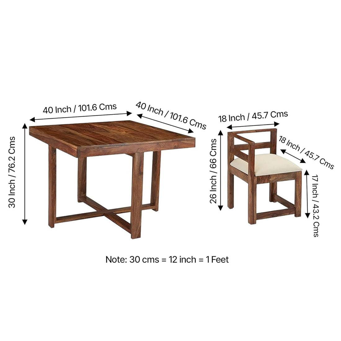Craft D Art  Sheesham Wood Accent 4 Seater Dining Table Set