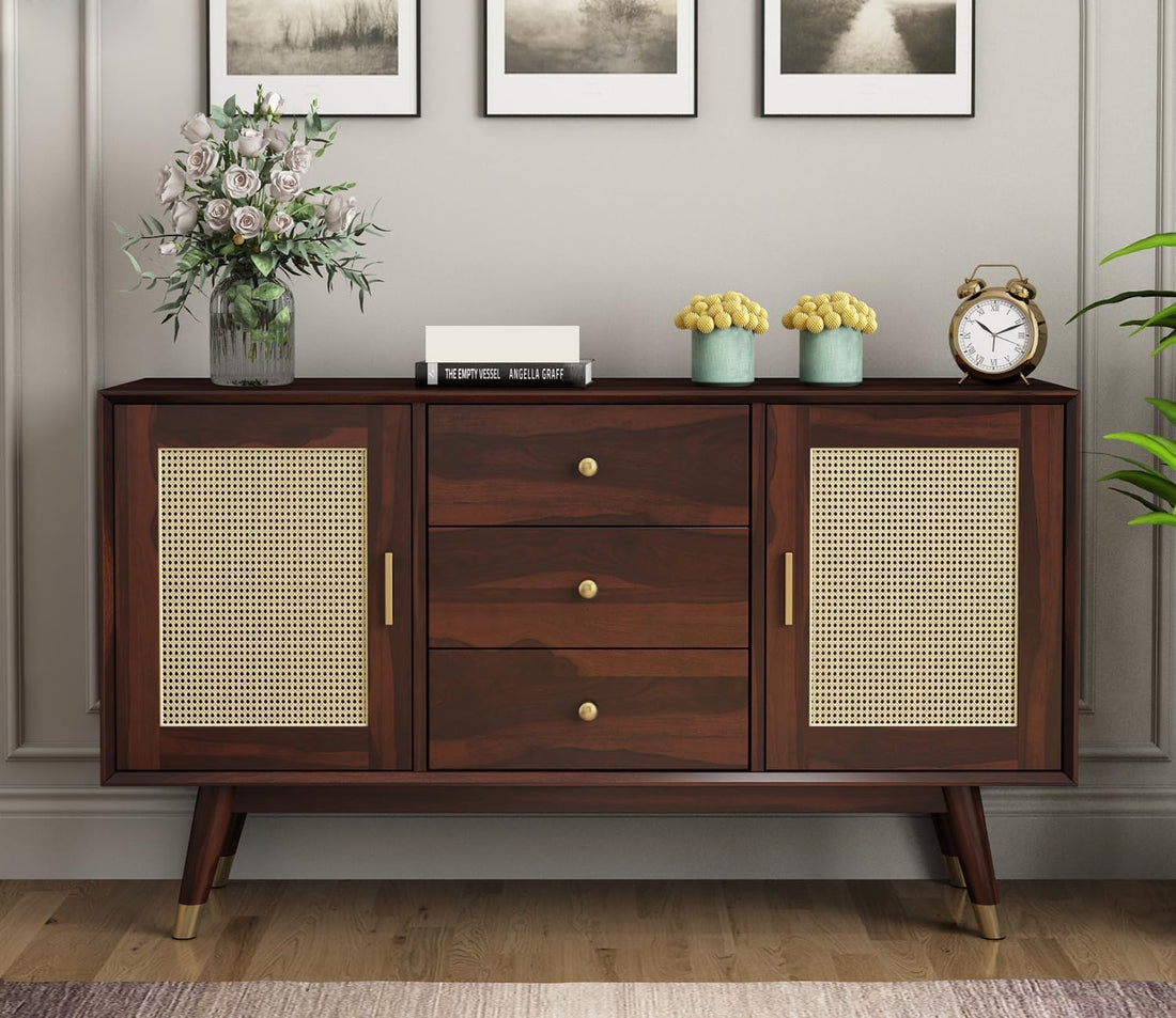 Zenthior Sheesham Wood Cabinet and Sideboard (Walnut Finish)