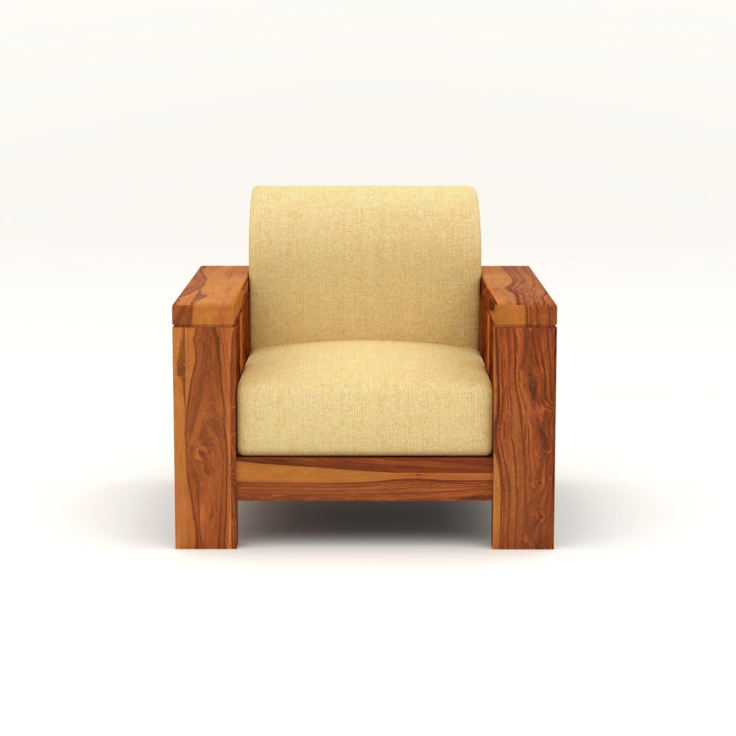 Sheesham Wooden 6 Seater Sofa Set for Living Room (Natural, 3+2+1 Seater)