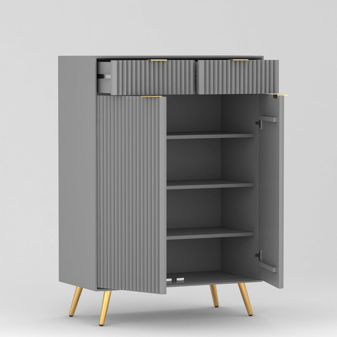 Craft D Art HDMR Premium Wood Sideboard Cabinet (Grey)