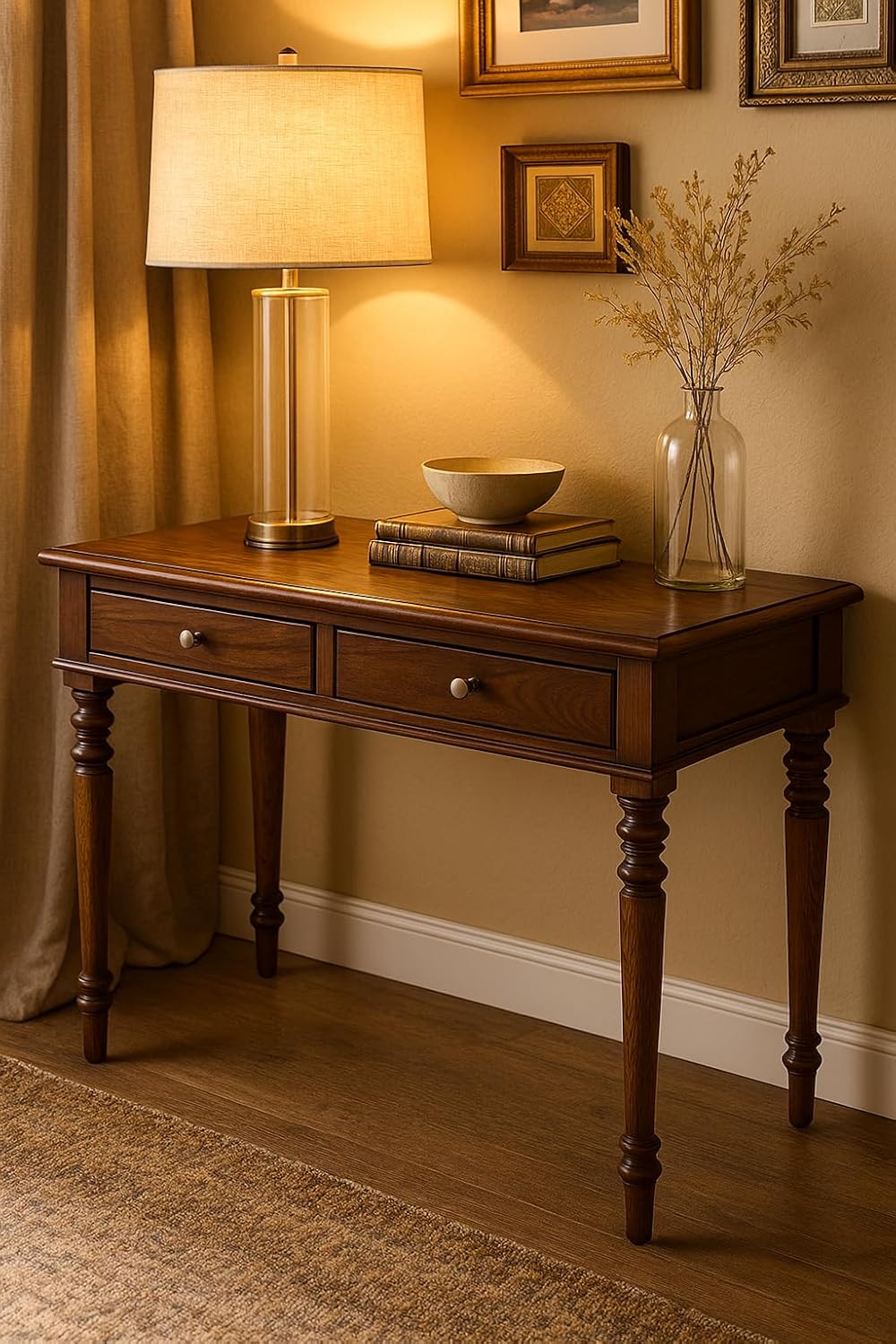 Wood Study Desk With 2 Drawers