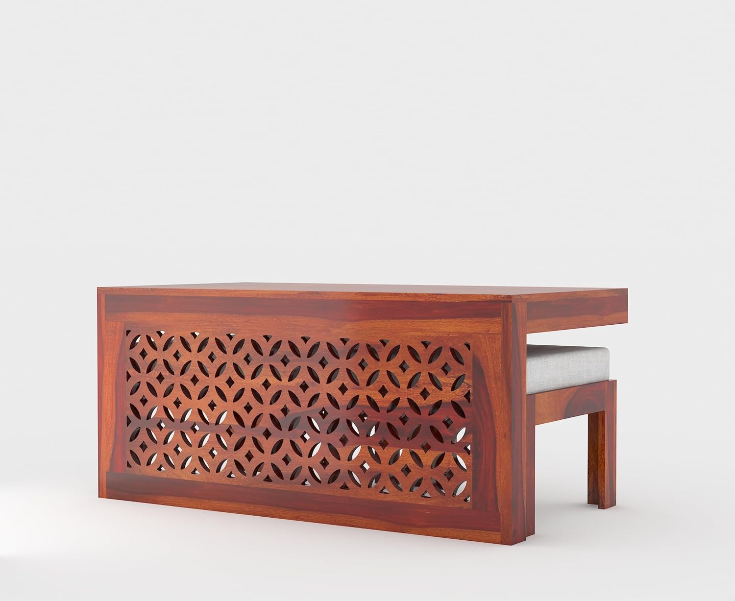 Craft D Art Sheesham Wood Center Table With Stools (Honey Finish)