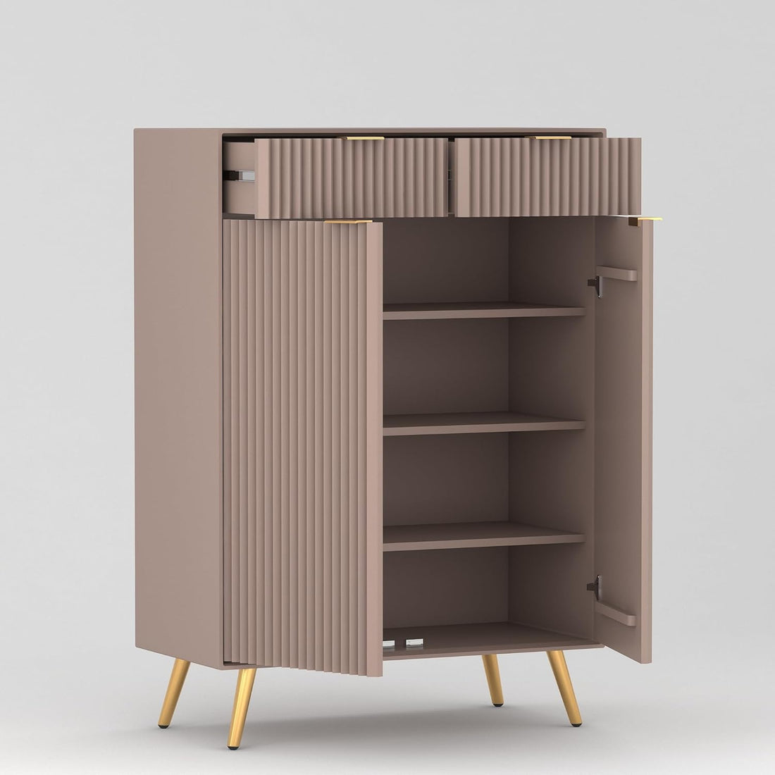 Craft D Art HDMR Premium Wood Sideboard Cabinet (Mocha Beige)
