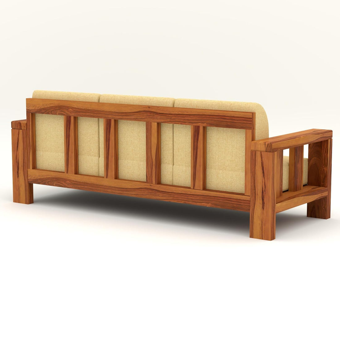 Sheesham Wooden 6 Seater Sofa Set for Living Room (Natural, 3+2+1 Seater)