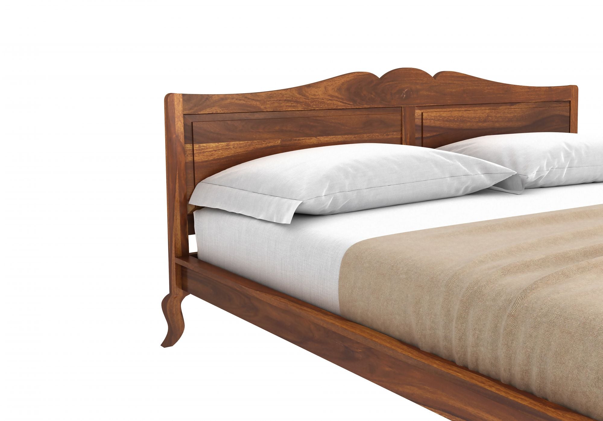 Craft D Art Sheesham Wood Queen Size Bed Without Storage (Honey Finish)
