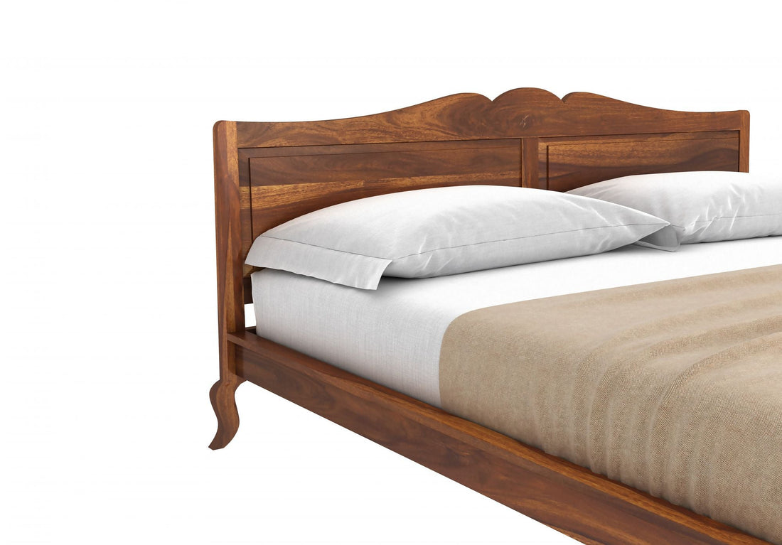 Craft D Art Sheesham Wood King Size Bed Without Storage (Honey Finish)