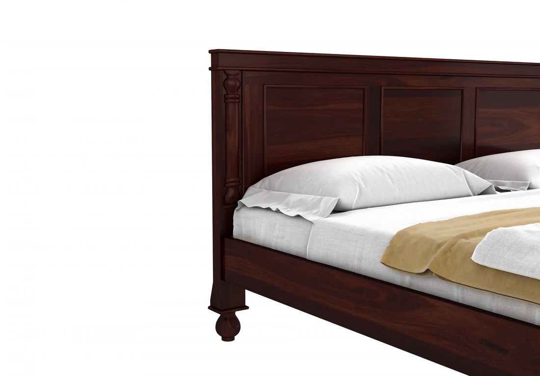 Craft D Art Sheesham Wood King Size Bed Without Storage (Walnut Finish)