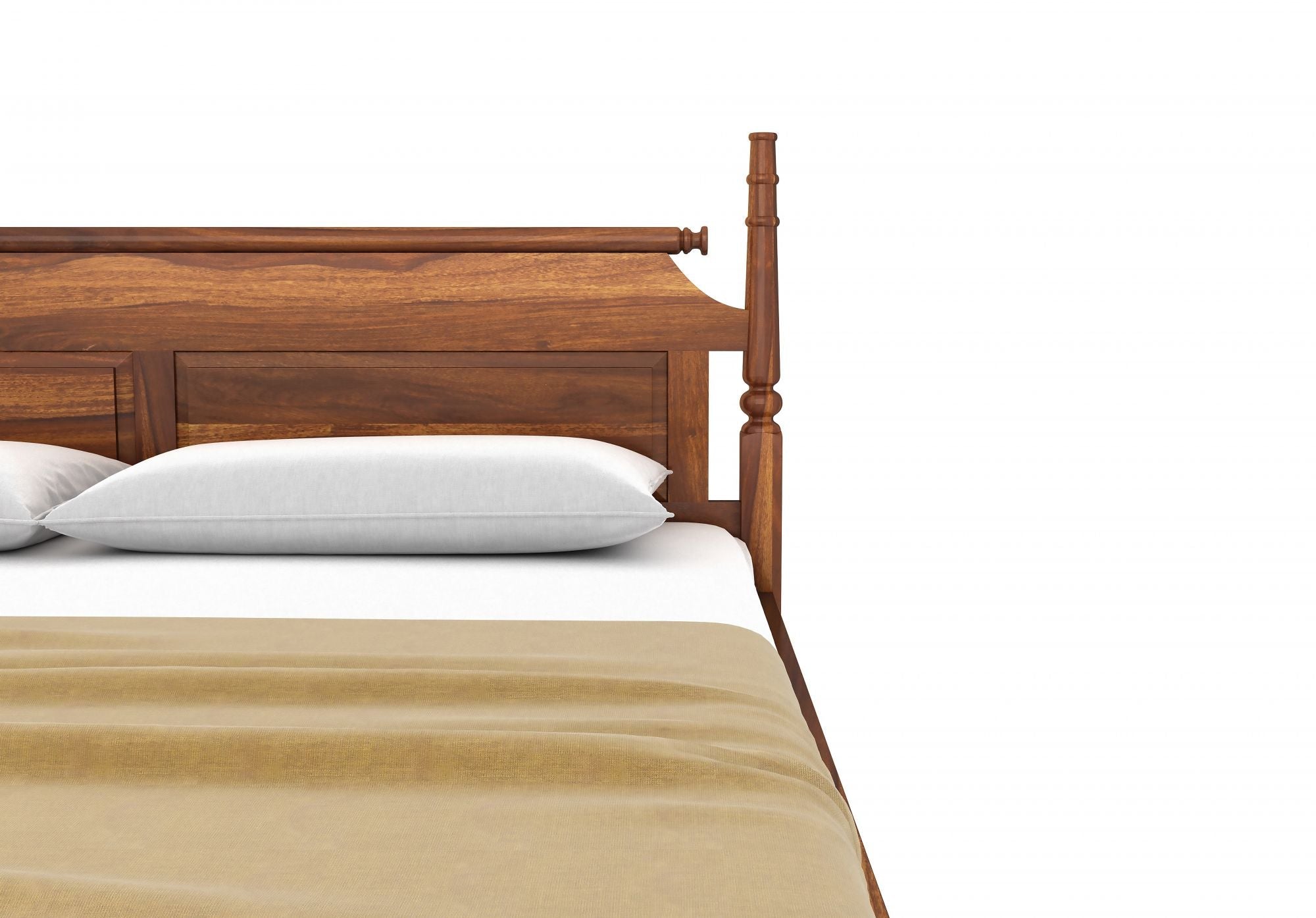 Craft D Art Sheesham Wood Queen Size Bed Without Storage (Honey Finish)