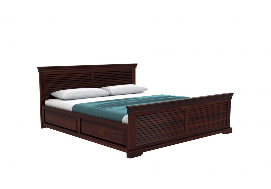 Craft D Art Sheesham Wood King Size Bed With Storage (Walnut Finish)