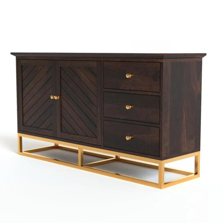 Ulventhor Sheesham Wood Cabinet and Sideboard (Honey Finish)
