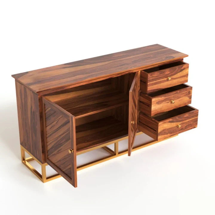 Ulventhor Sheesham Wood Cabinet and Sideboard (Honey Finish)