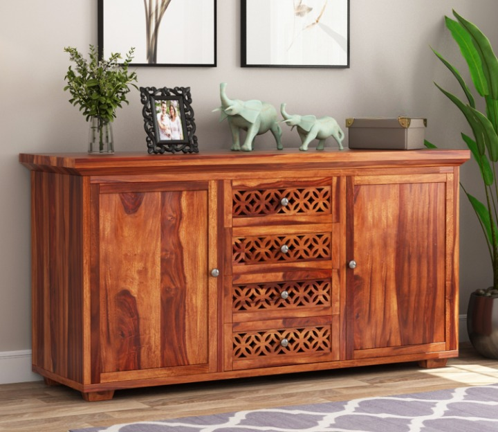 Remthor Sheesham Wood Cabinet and Sideboard (Honey Finish)