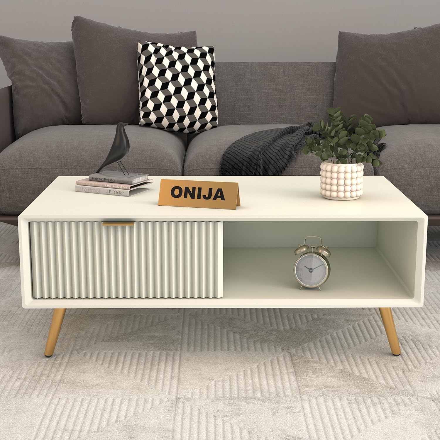 Craft D Art HDMR Premium Wood Coffee Table (White)
