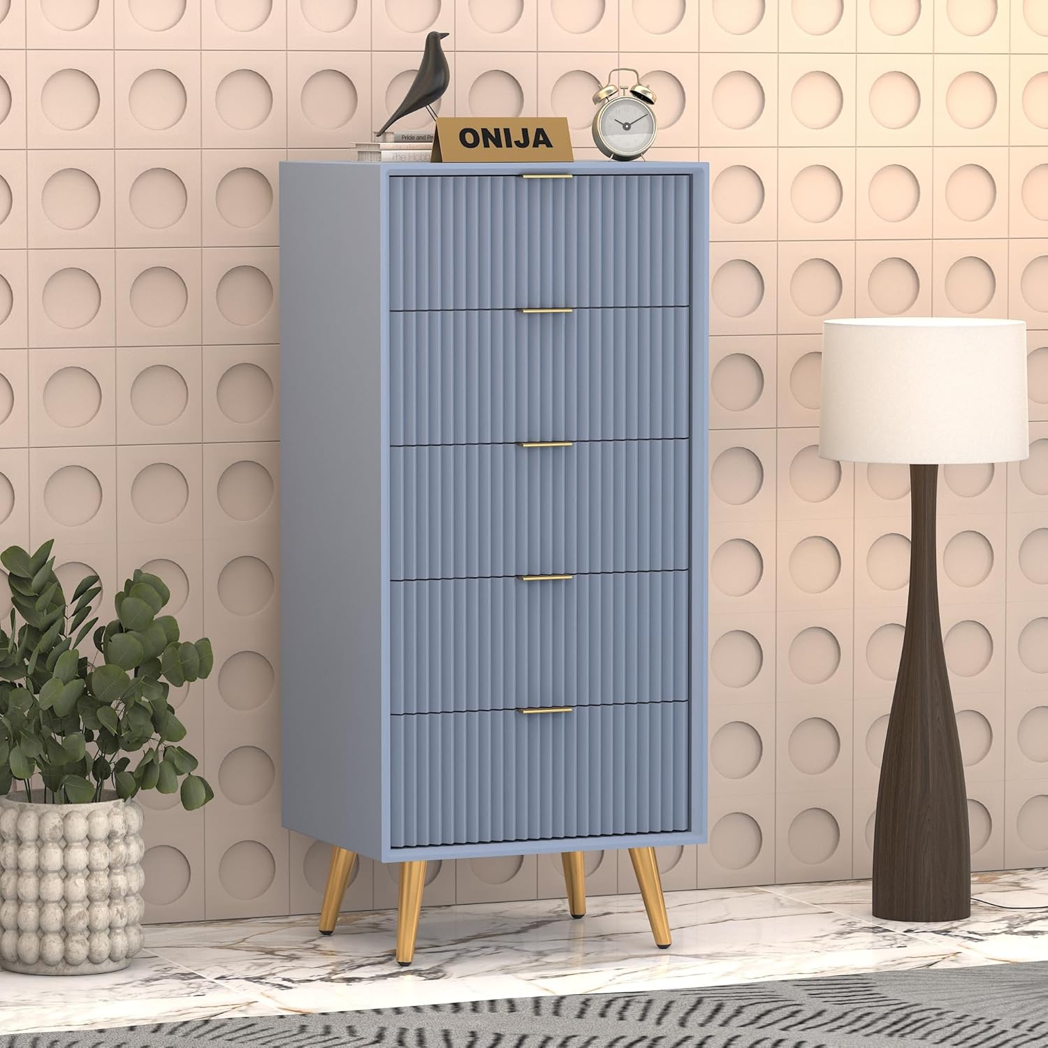 Craft D Art HDMR Premium Wood Chest Of Drawer (Slate Blue)