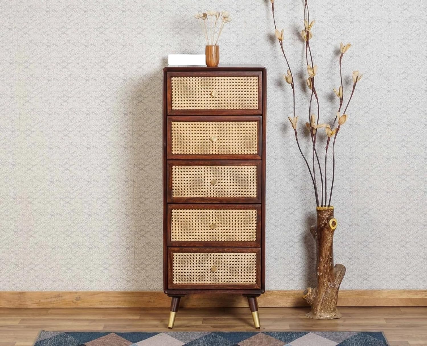 Craft D Art Wooden Chest of Drawers with 5 Compartment Storage