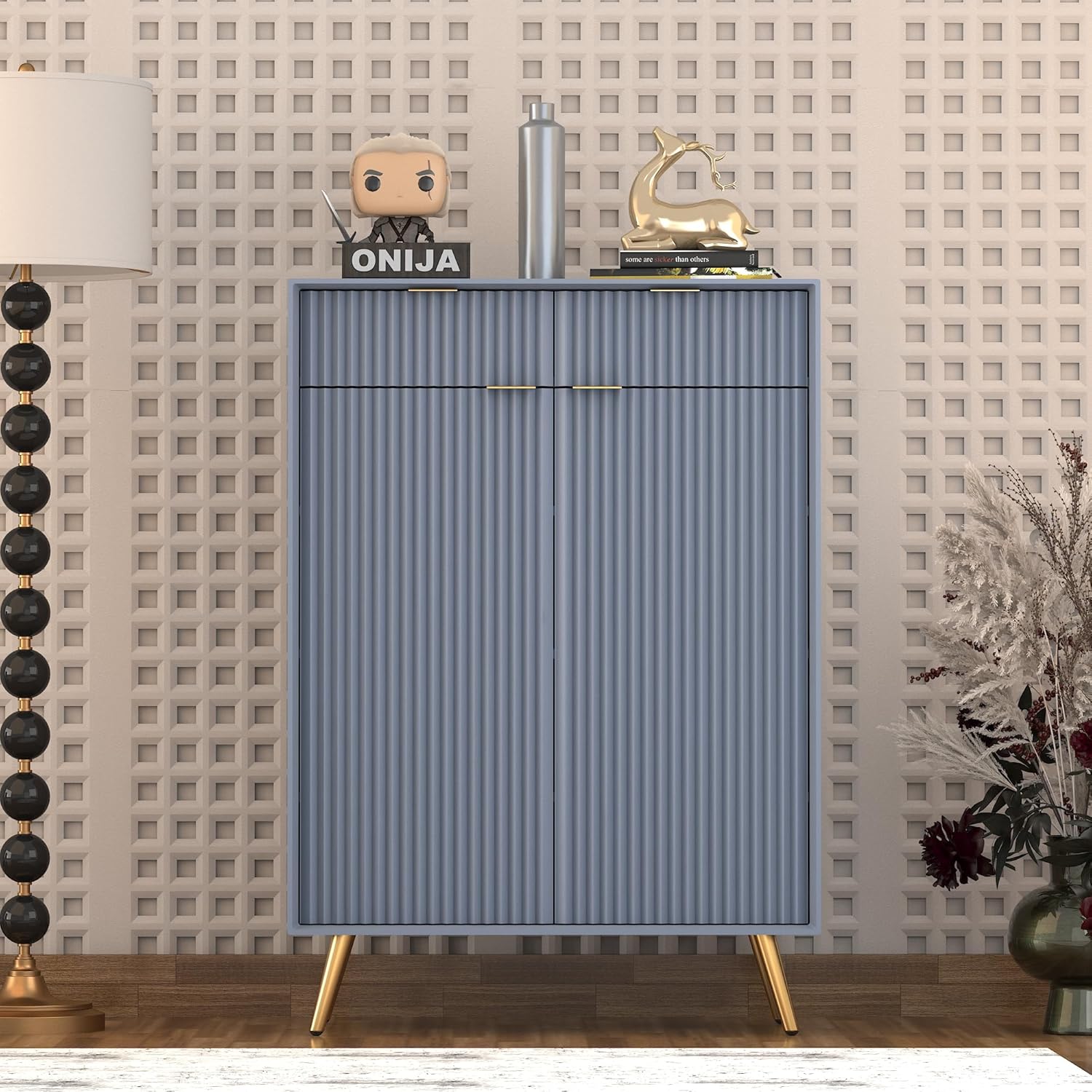 Craft D Art HDMR Premium Wood Sideboard Cabinet (Slate Blue)