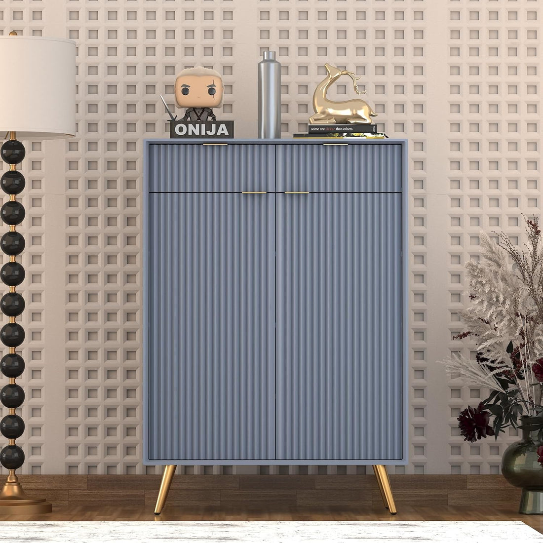 Craft D Art HDMR Premium Wood Sideboard Cabinet (Slate Blue)