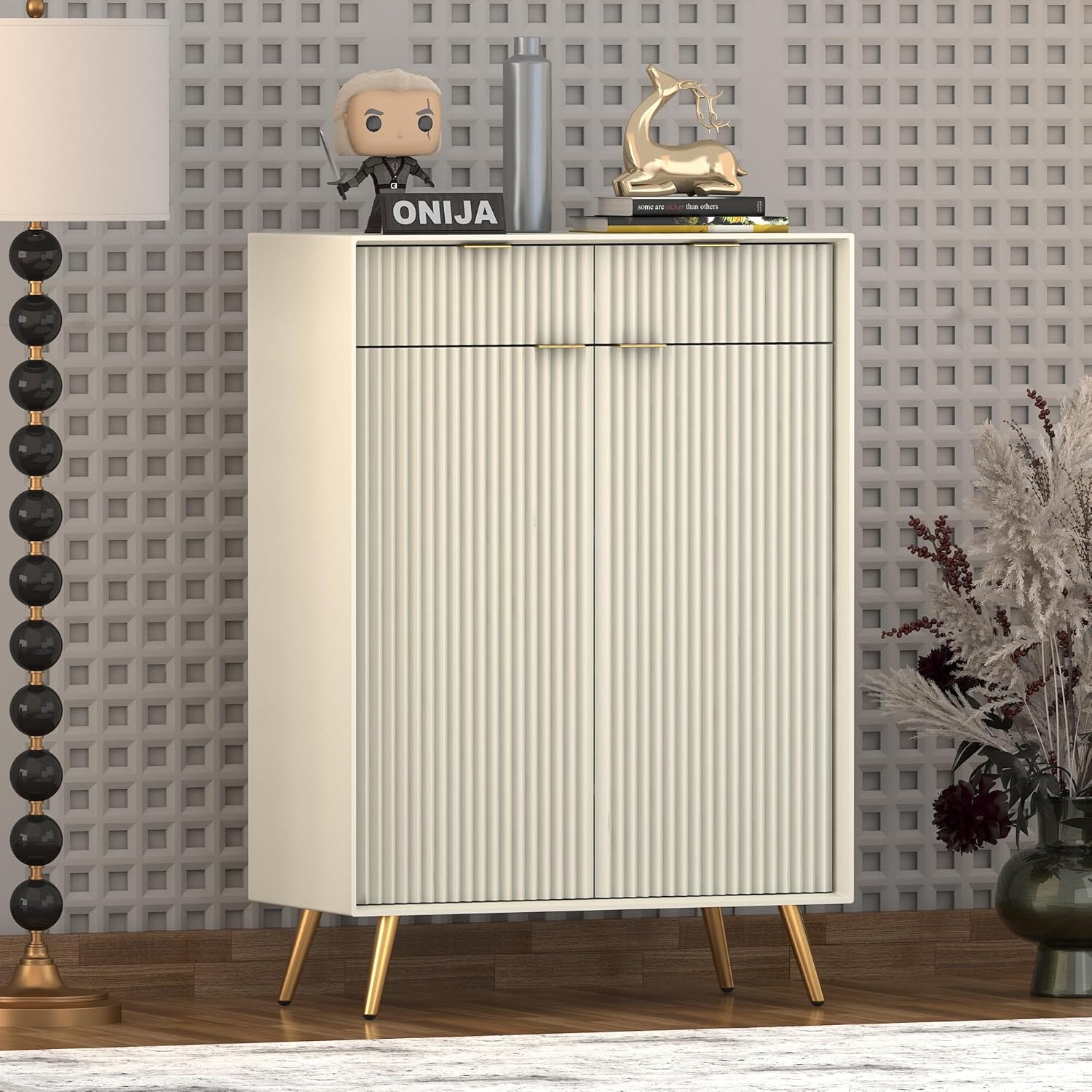 Craft D Art HDMR Premium Wood Sideboard Cabinet (White)