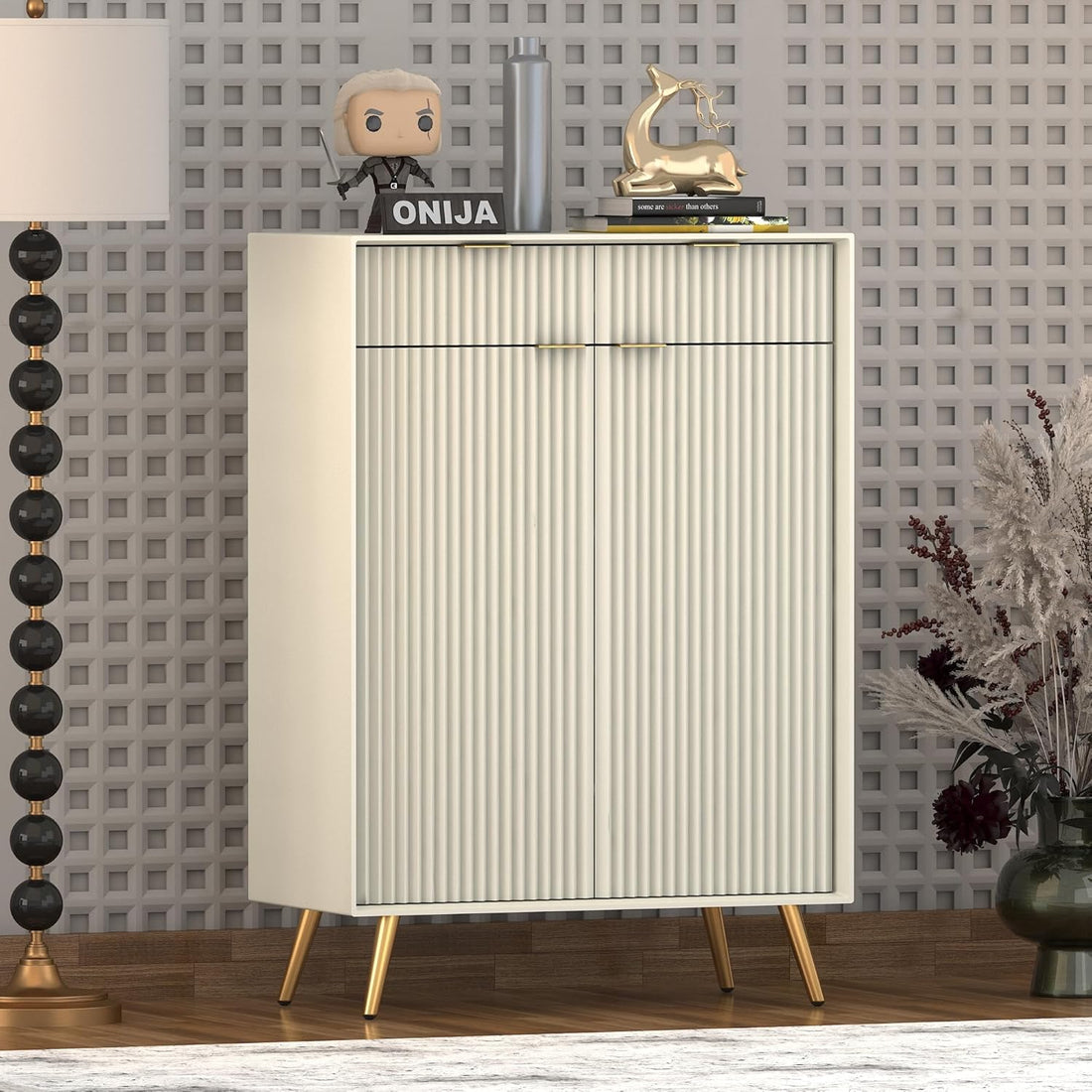 Craft D Art HDMR Premium Wood Sideboard Cabinet (White)