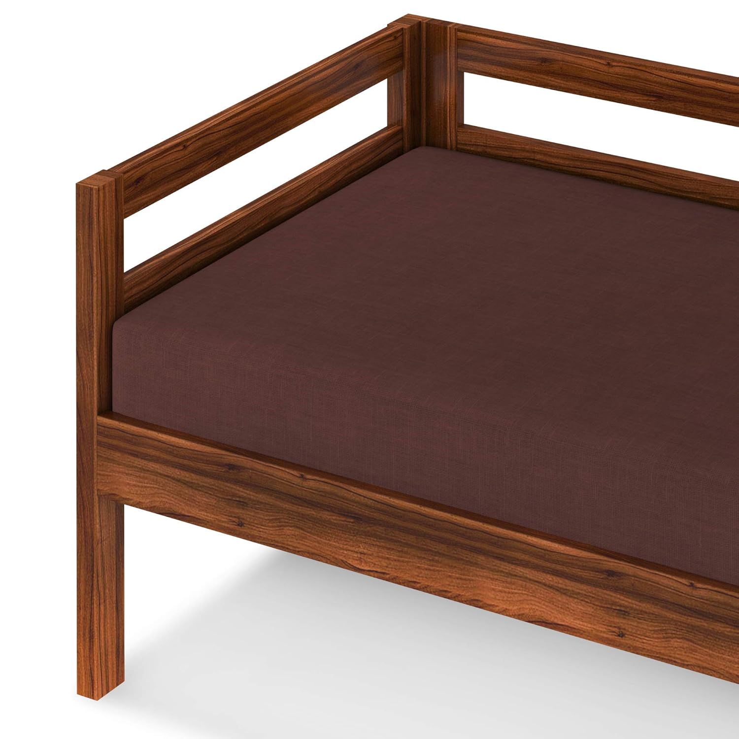 Modern Solid Wood Wooden Diwan Sofa with Cushioned Seat