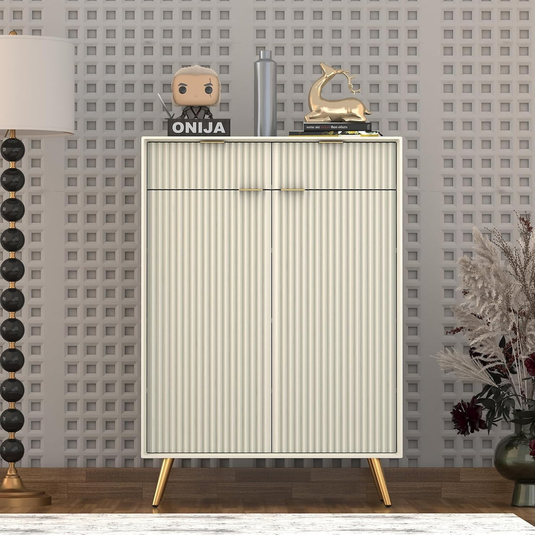 Craft D Art HDMR Premium Wood Sideboard Cabinet (White)