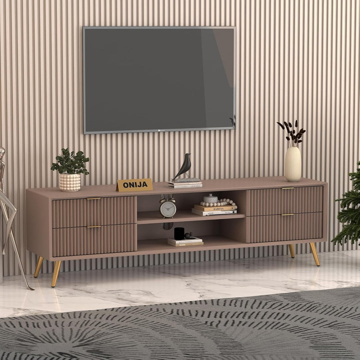 Craft D Art HDMR Premium Wood TV Unit for Living Room  (Mocha Beige)