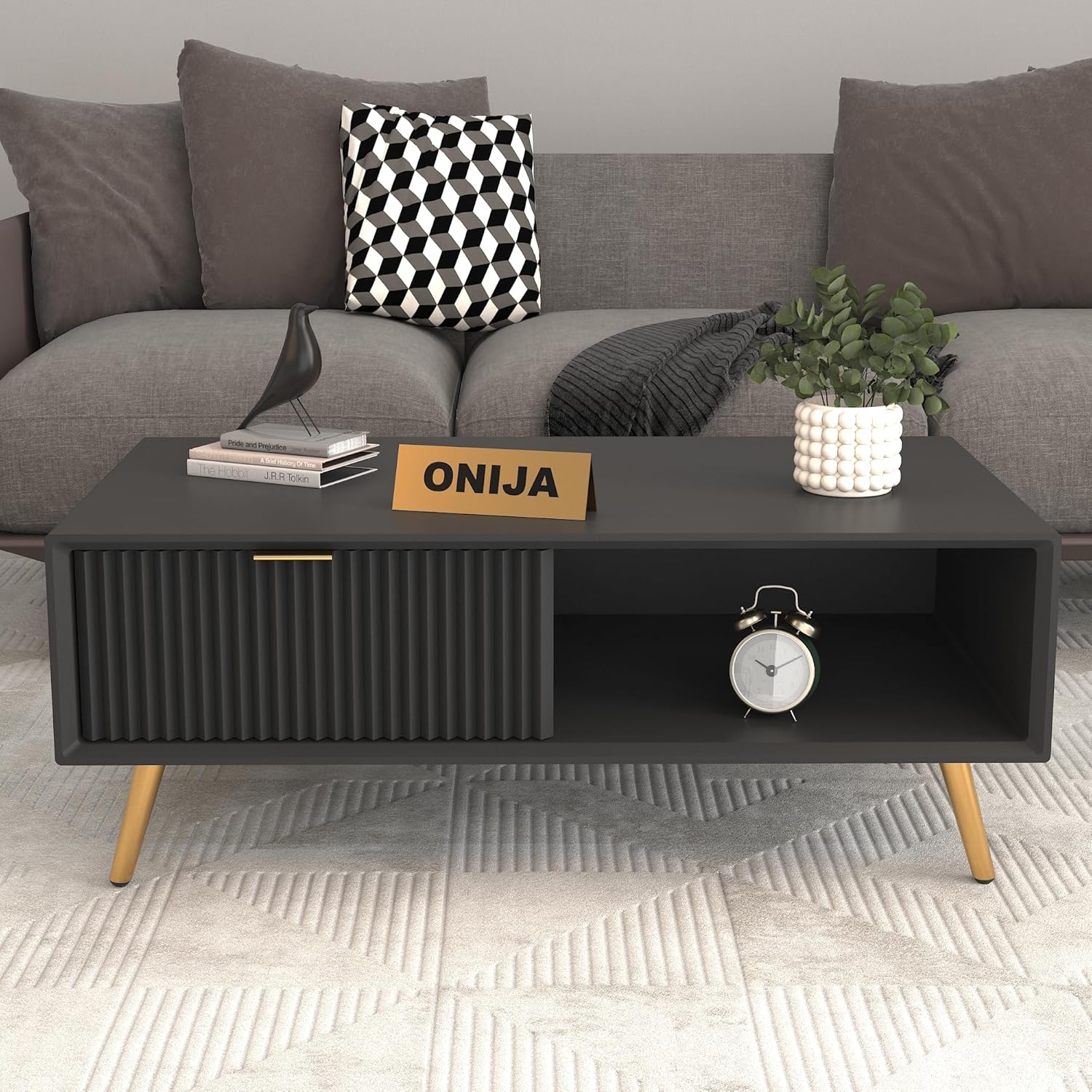 Craft D Art HDMR Premium Wood Coffee Table (Black)