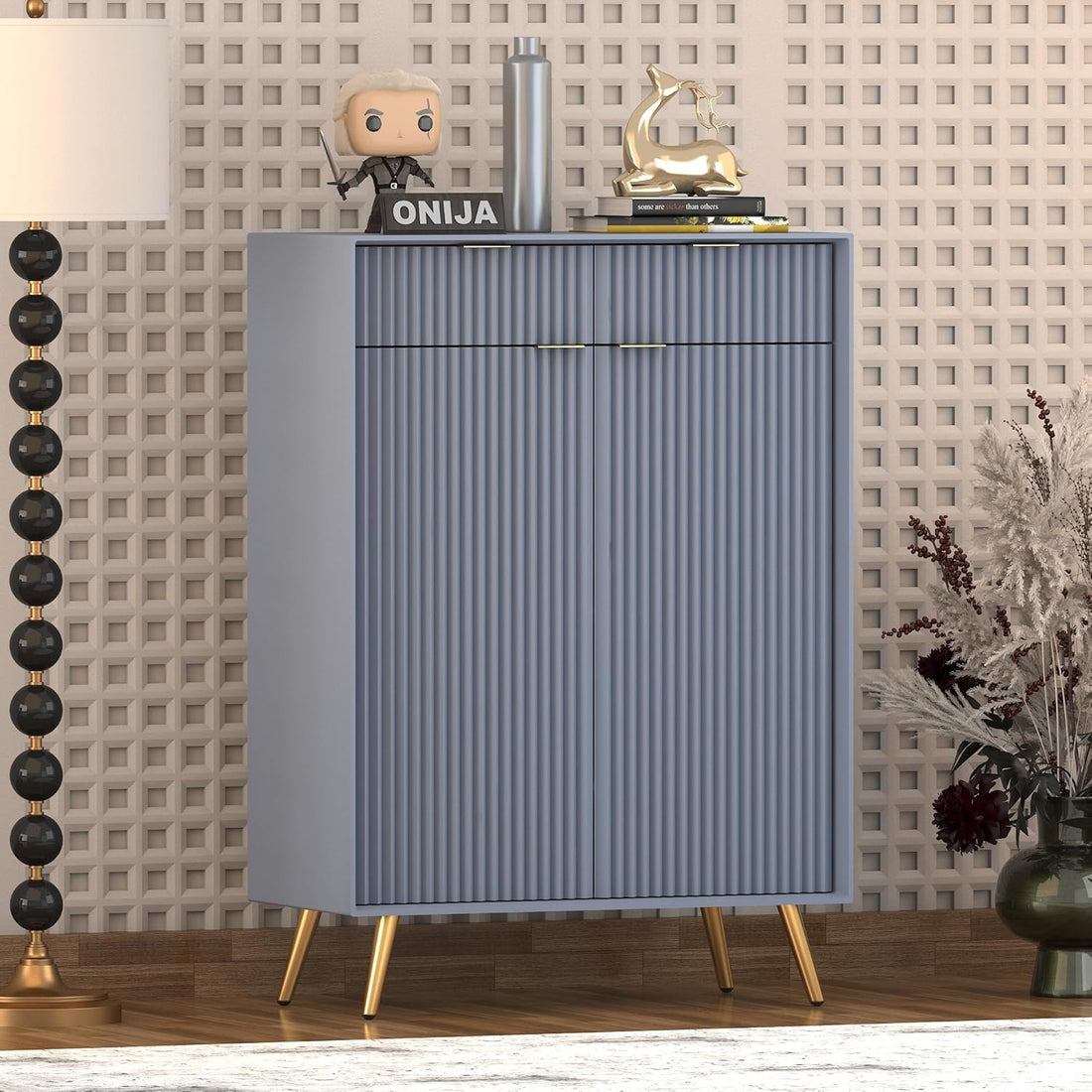 Craft D Art HDMR Premium Wood Sideboard Cabinet (Slate Blue)