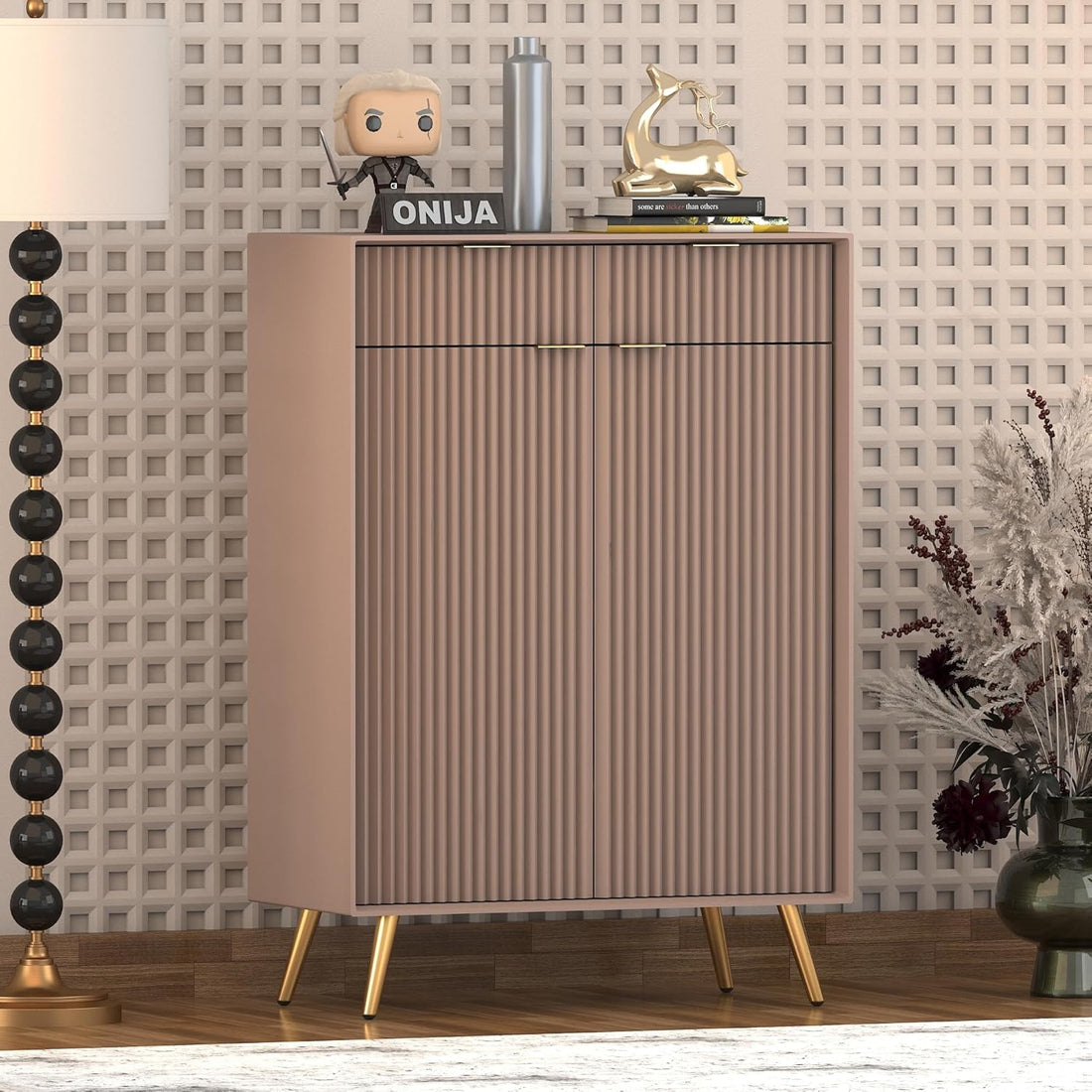 Craft D Art HDMR Premium Wood Sideboard Cabinet (Mocha Beige)