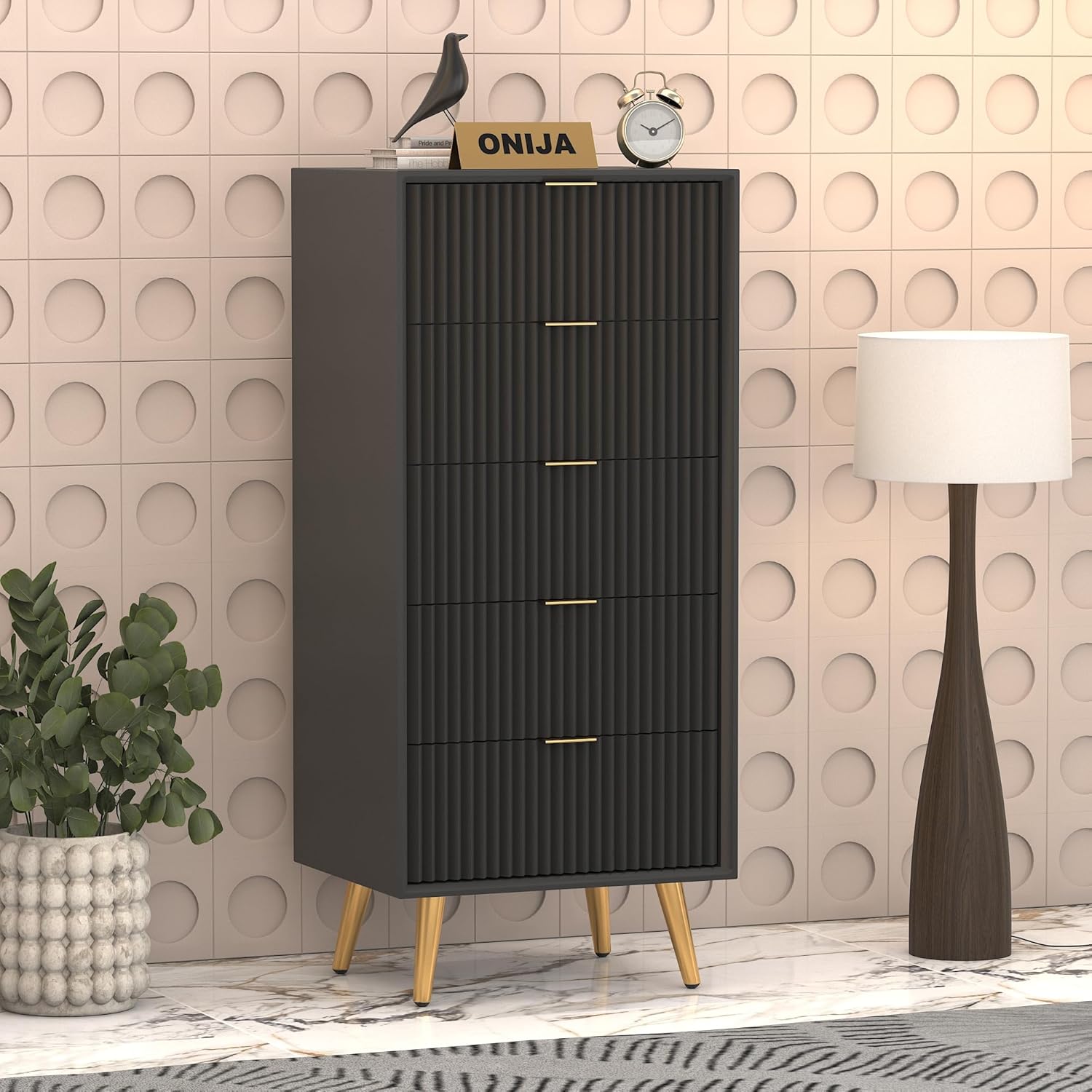 Craft D Art HDMR Premium Wood Chest Of Drawer (Black)