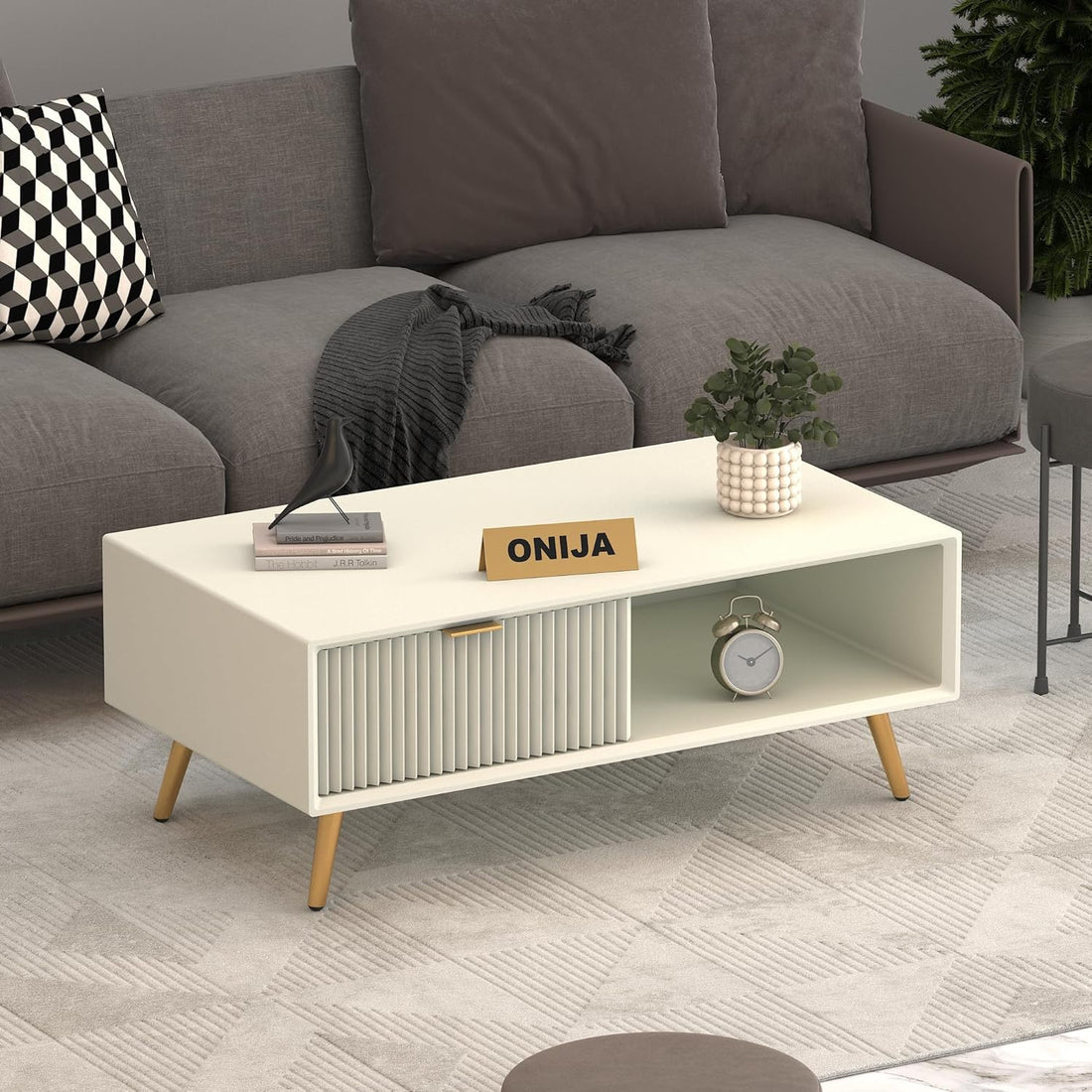 Craft D Art HDMR Premium Wood Coffee Table (White)