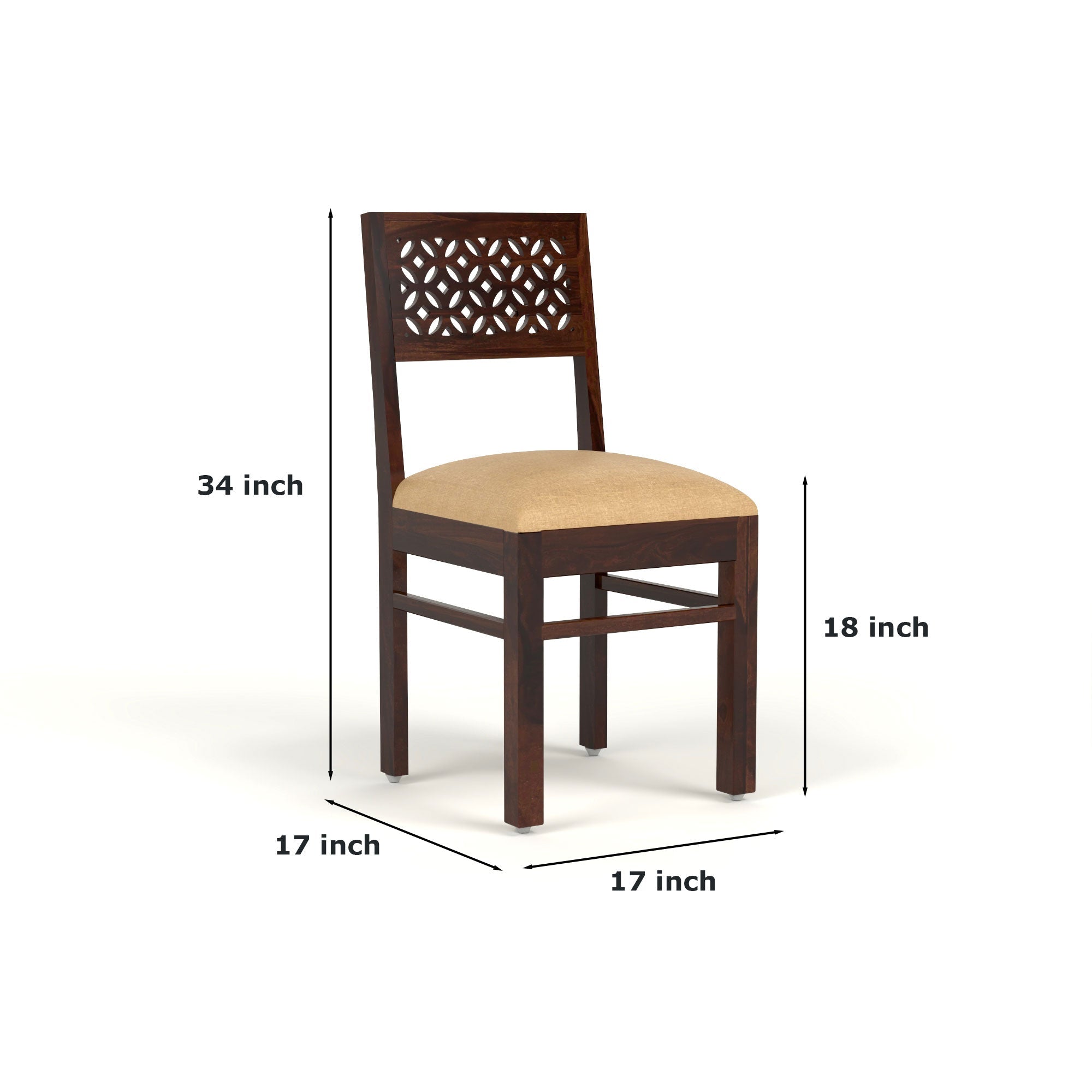 Craft D Art Sheesham Wood 2 Seater Carved Dining Table Set (Walnut Finish)