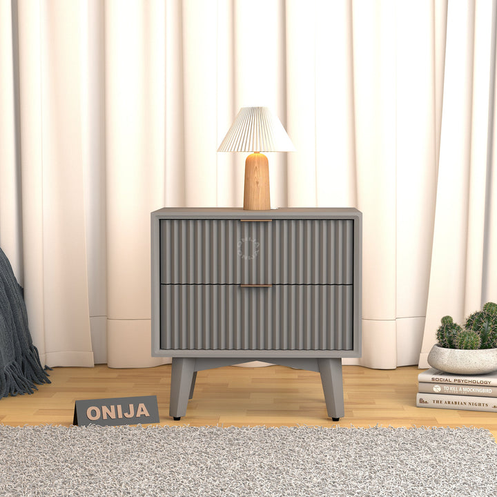 Craft D Art HDMR Premium Wood Bedside Table (Grey)
