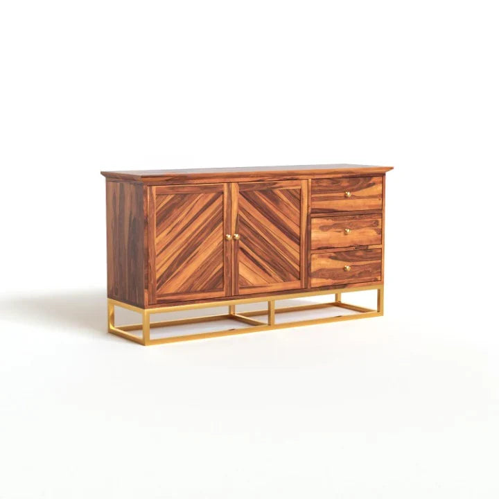 Ulventhor Sheesham Wood Cabinet and Sideboard (Honey Finish)