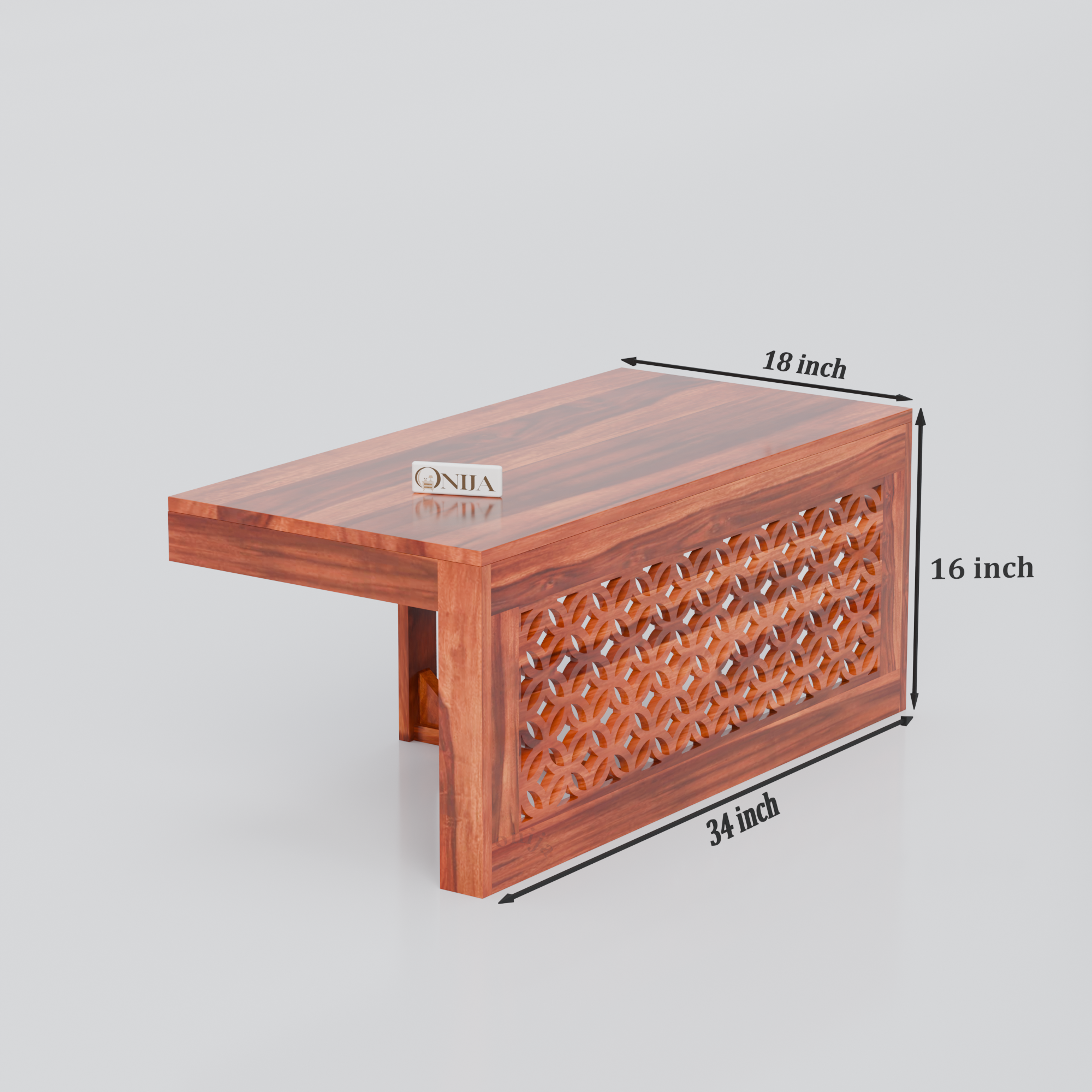 Craft D Art Sheesham Wood Center Table With Stools (Natural Finish)