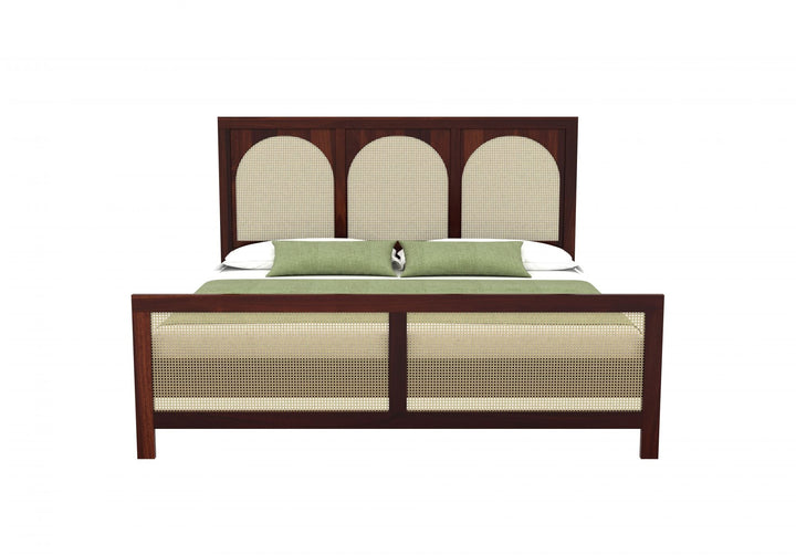 Craft D Art Sheesham Wood Queen Size Bed Without Storage (Walnut Finish)
