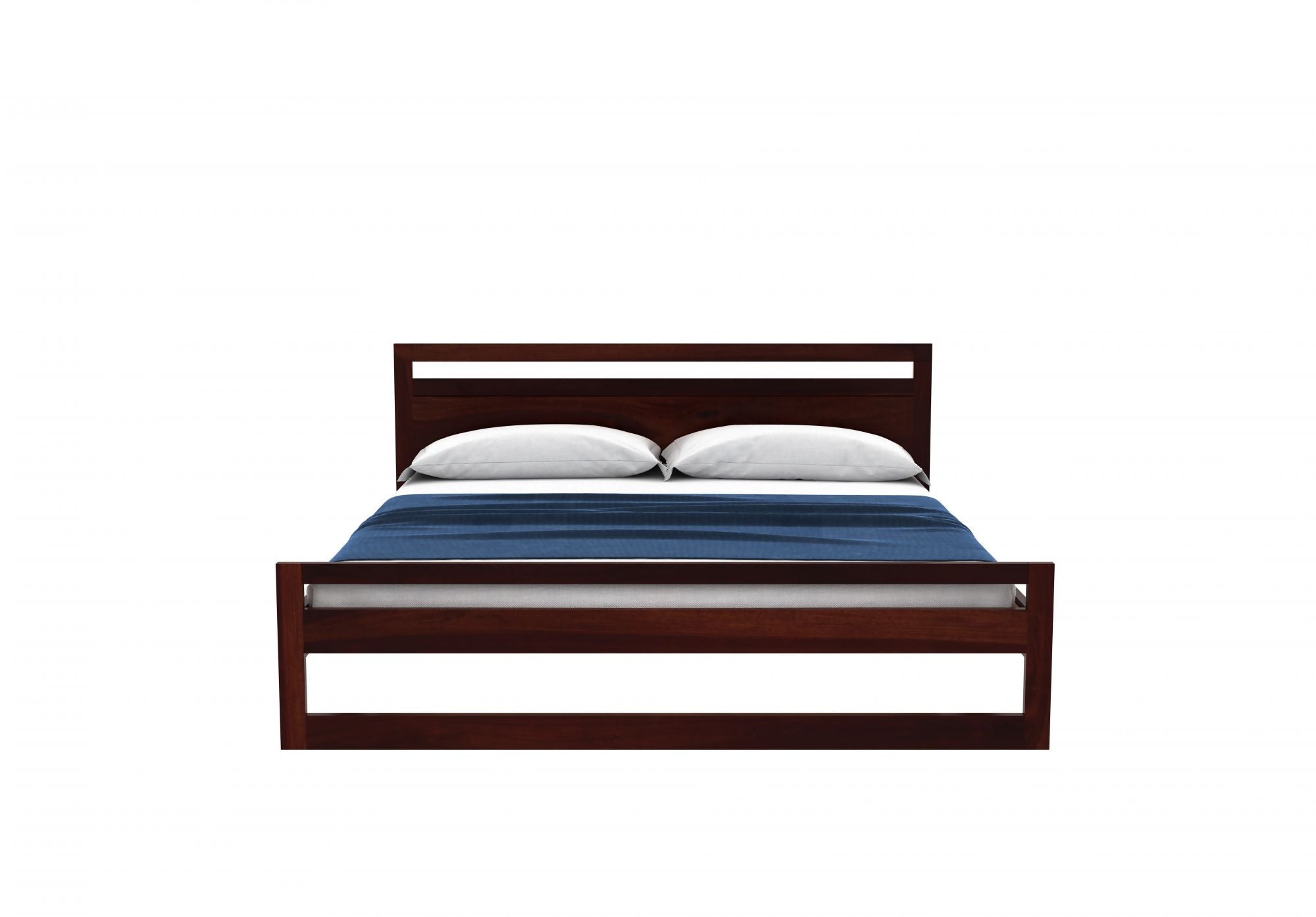 Oraxen Sheesham Wood King Size Bed Without Storage (Walnut Finish)