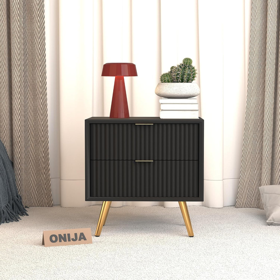 Modern Black Bedside Table
