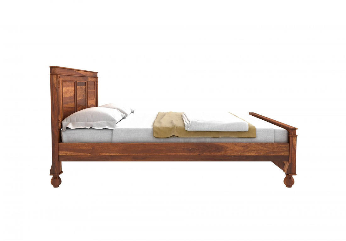 Craft D Art Sheesham Wood Queen Size Bed Without Storage (Honey Finish)
