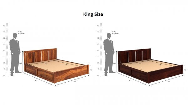 Craft D Art Sheesham Wood King Size Bed With Storage (Walnut Finish)
