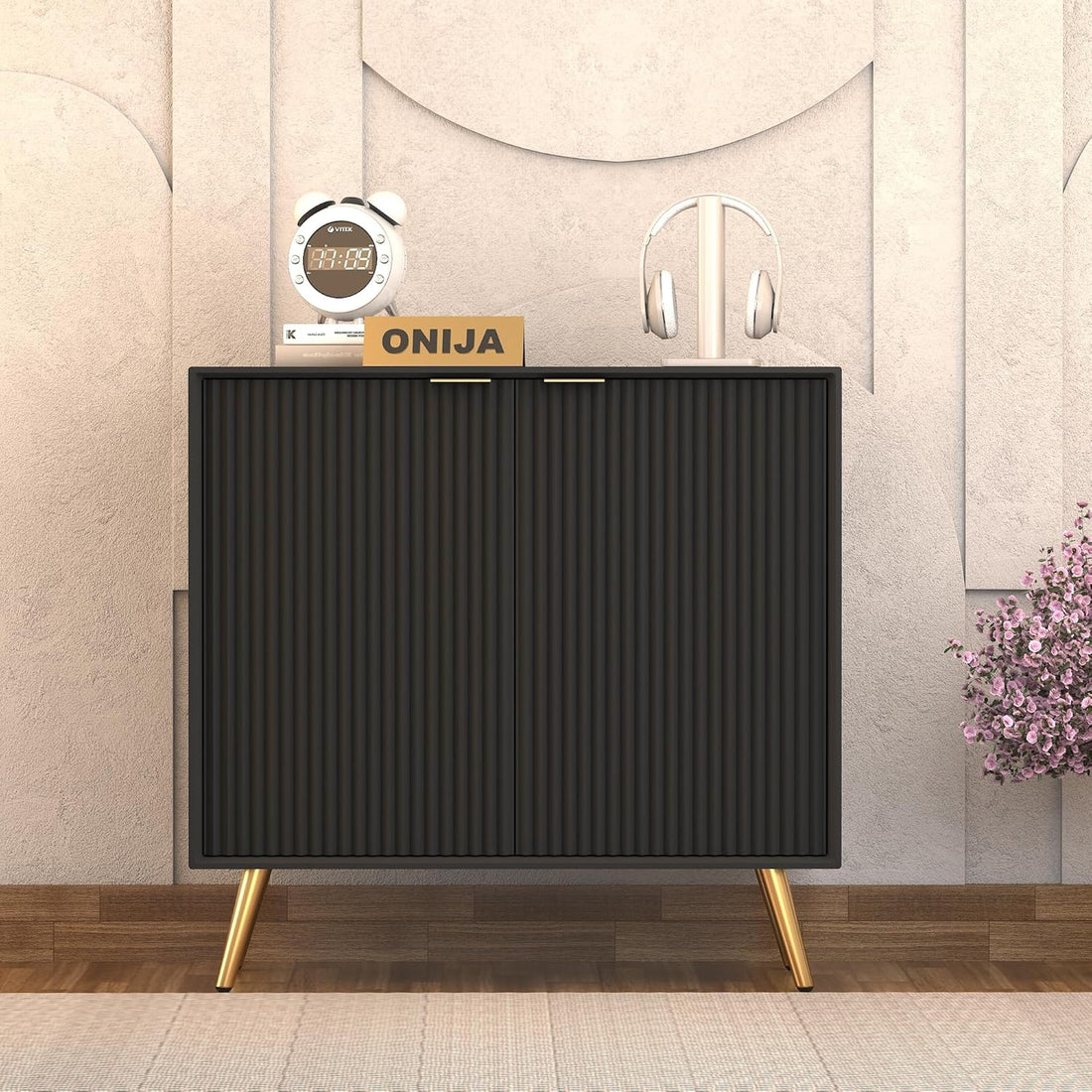 Craft D Art HDMR Premium Wood Sideboard Cabinet (Black)