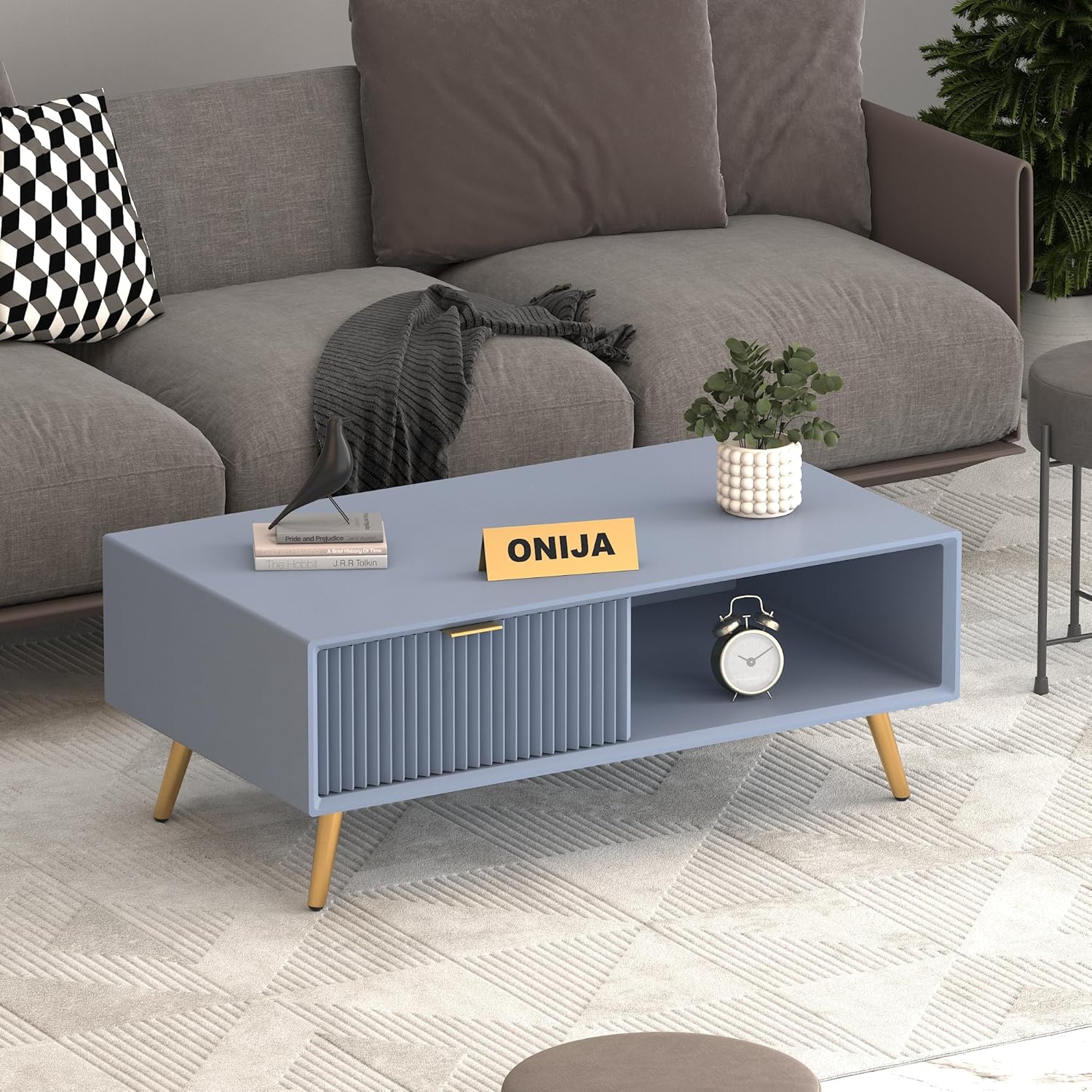 Craft D Art HDMR Premium Wood Coffee Table (Slate Blue)