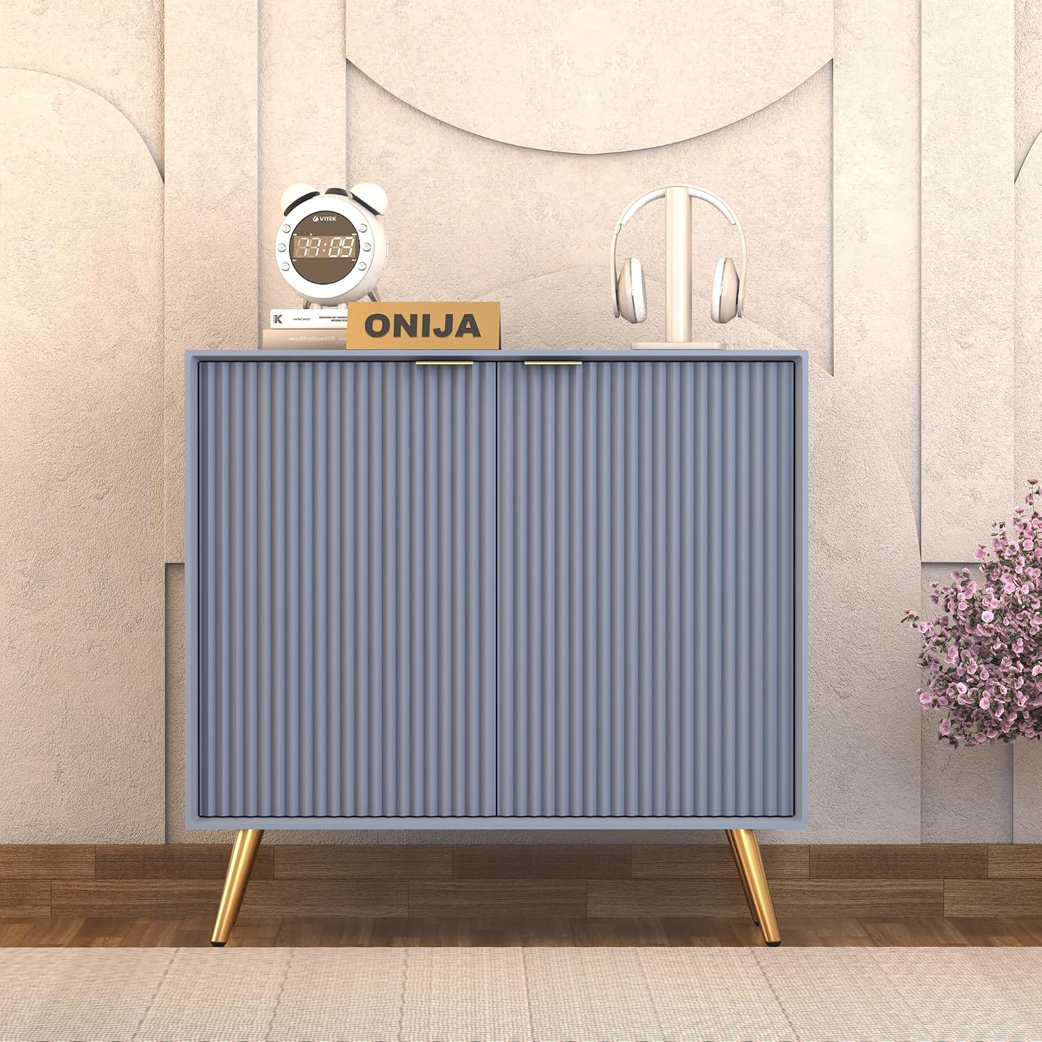 Craft D Art HDMR Premium Wood Sideboard Cabinet (Slate Blue)