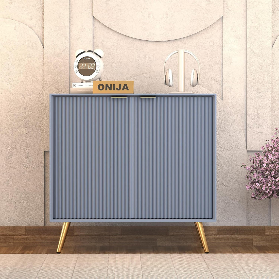 Craft D Art HDMR Premium Wood Sideboard Cabinet (Slate Blue)