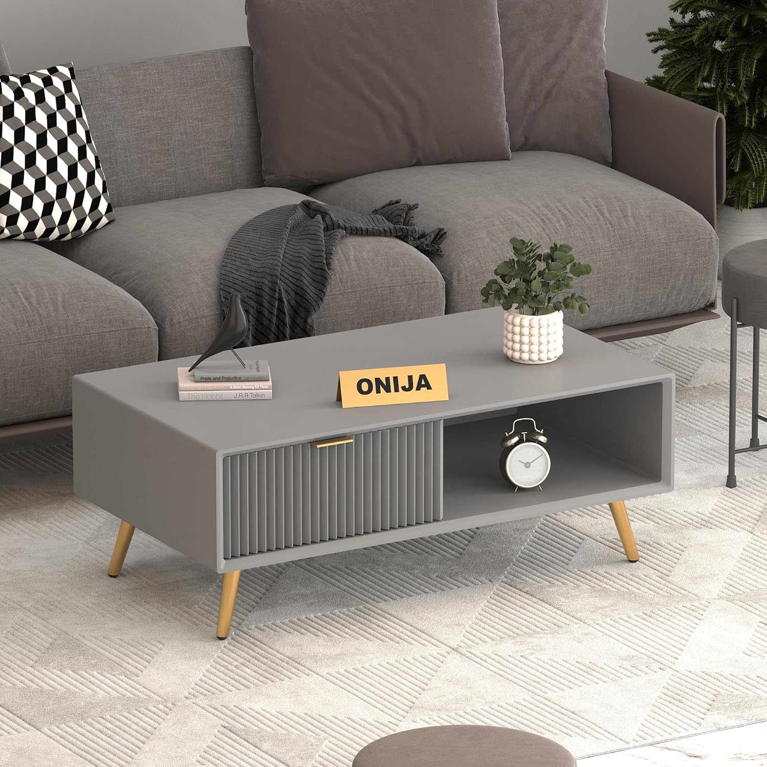 Craft D Art HDMR Premium Wood Coffee Table (Grey)