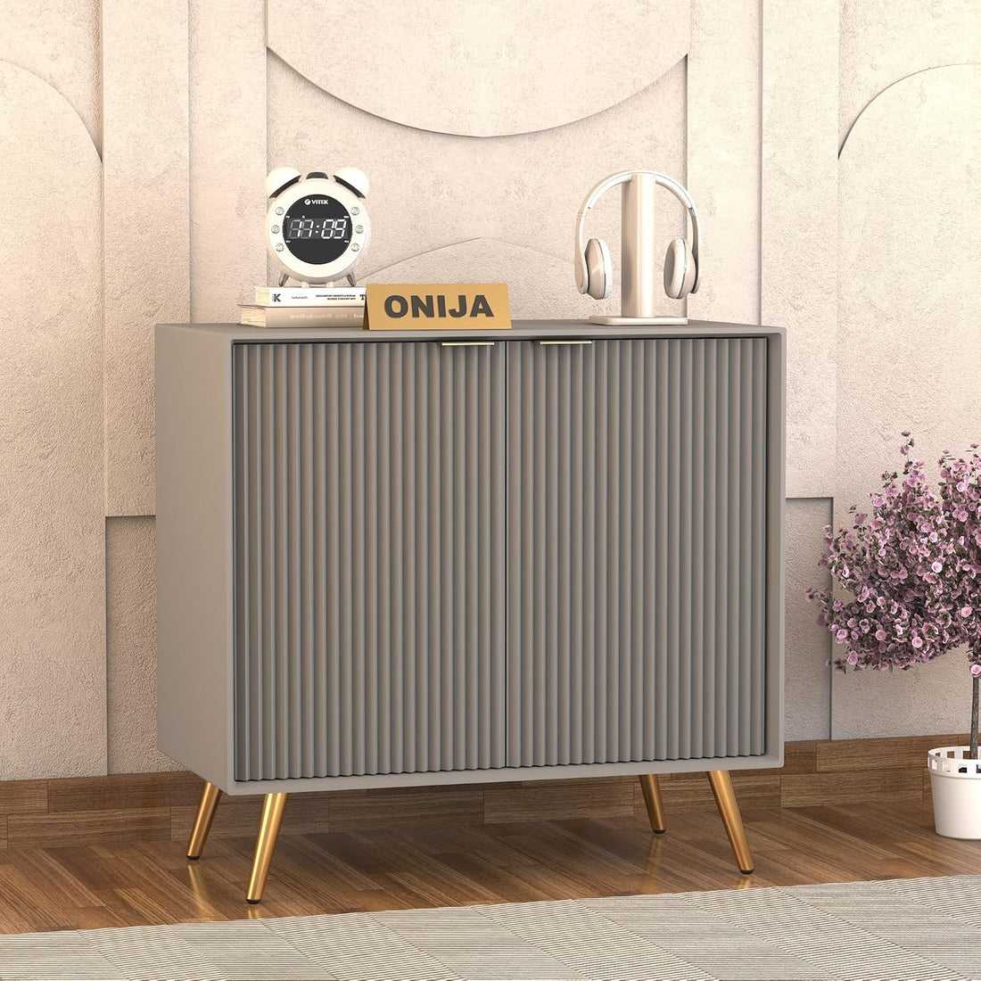 Craft D Art HDMR Premium Wood Sideboard Cabinet (Grey)