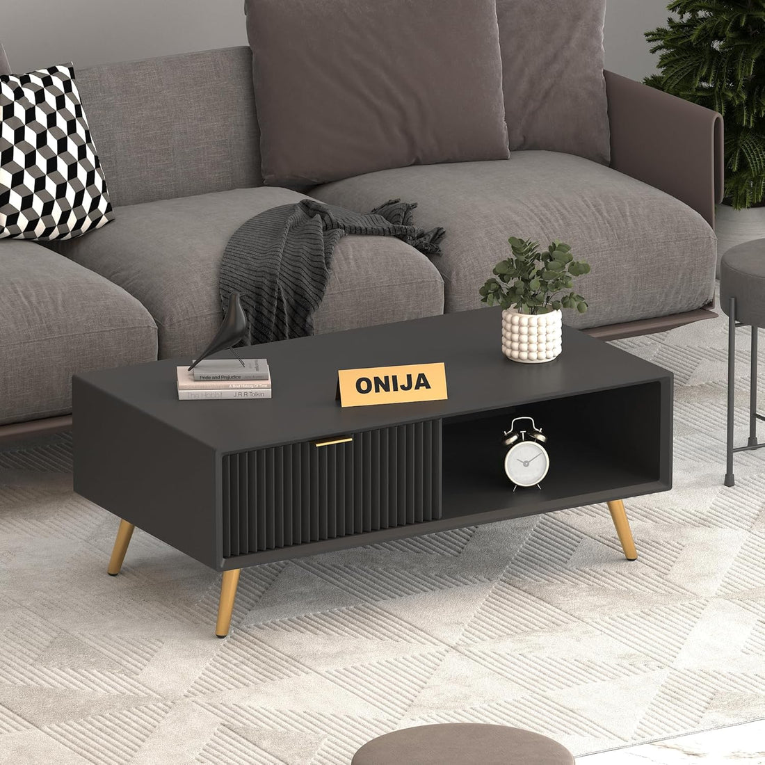 Craft D Art HDMR Premium Wood Coffee Table (Black)
