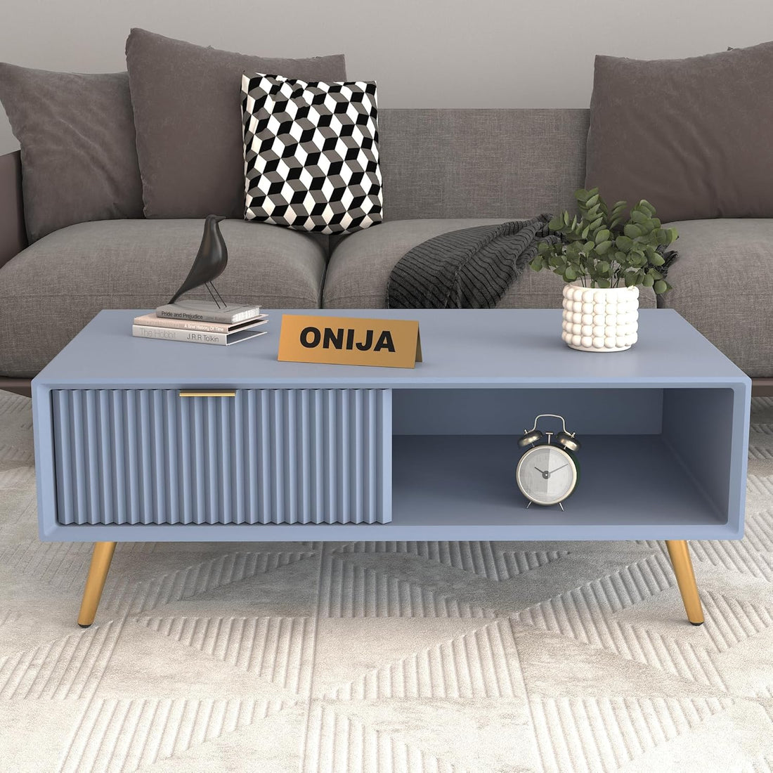 Craft D Art HDMR Premium Wood Coffee Table (Slate Blue)